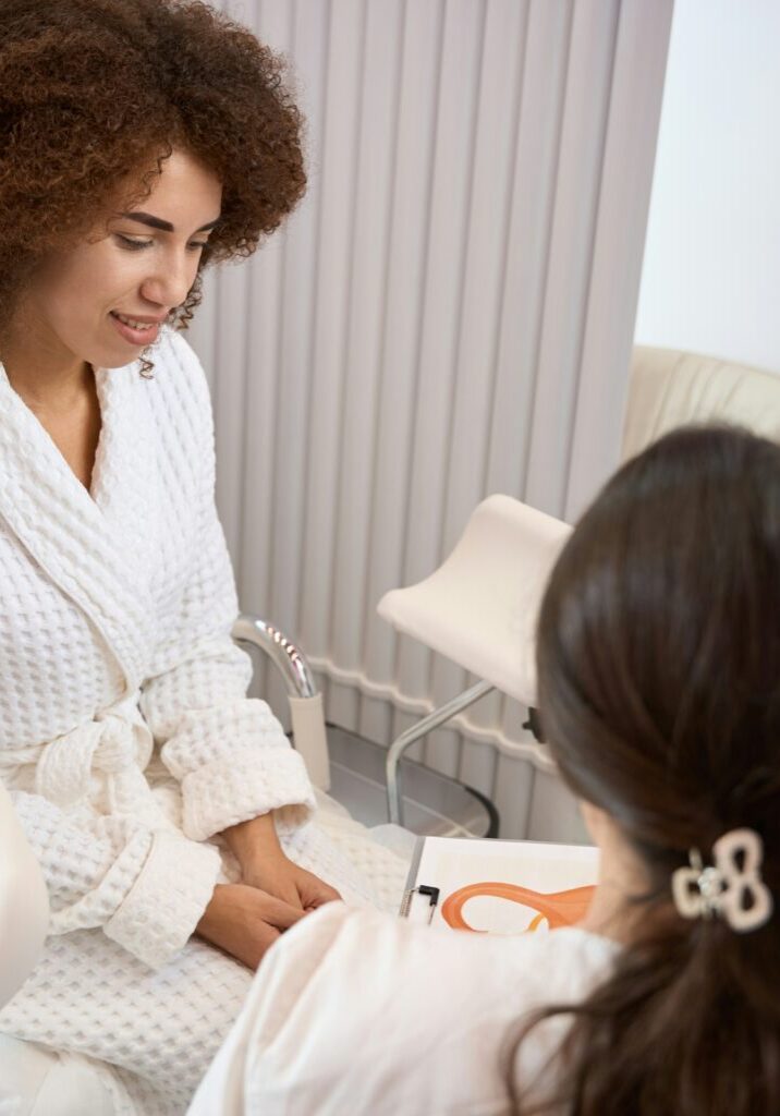Patient speaking with healthcare provider